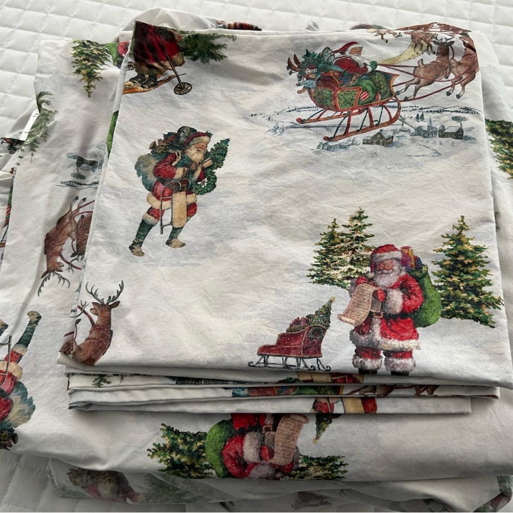 Pottery Barn Nostalgic Organic Percale King Sheet Set